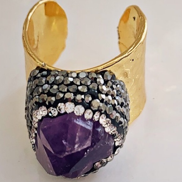 ROCK AMETHYST STATEMENT RING - Picture 4 of 4